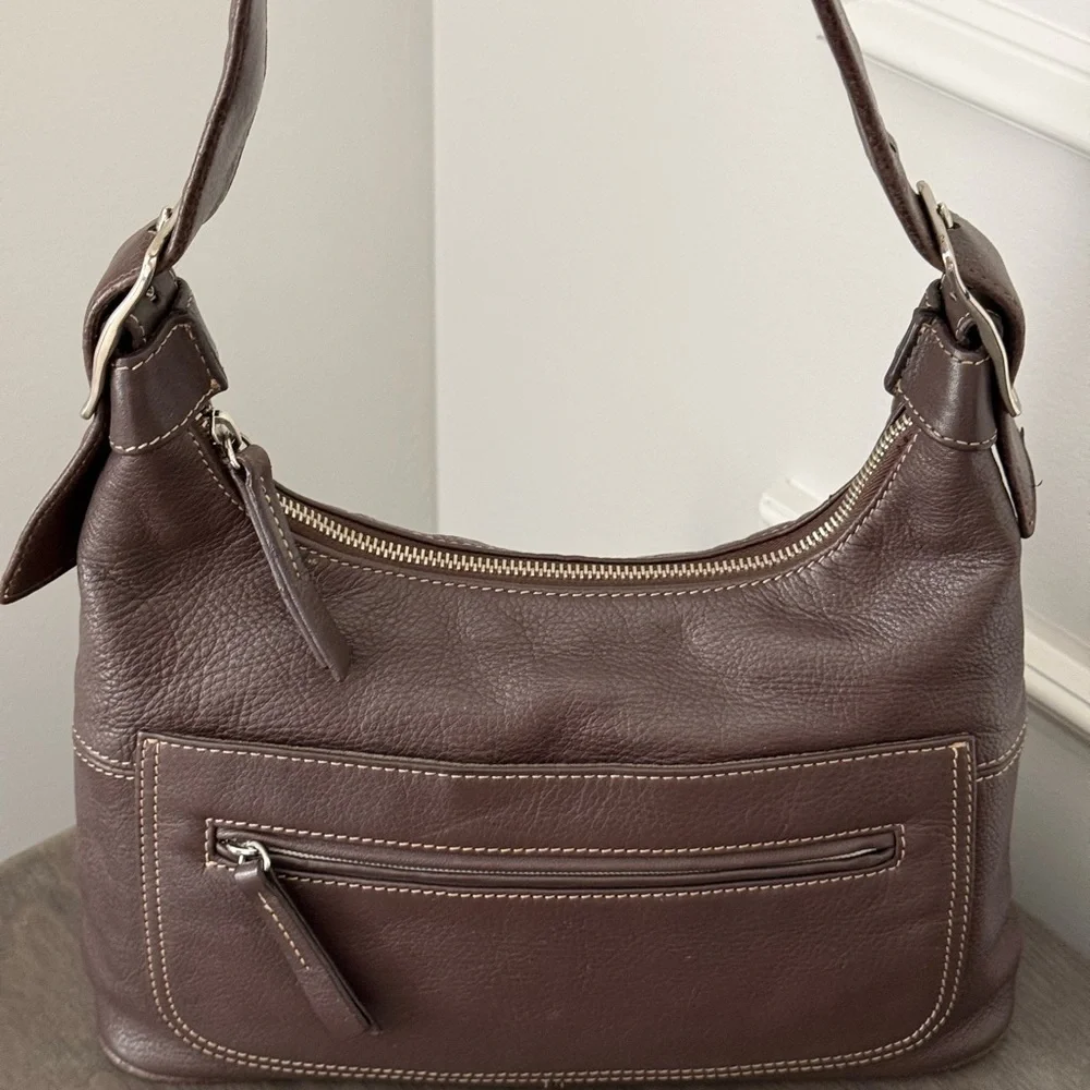 Liz Claiborne Brown Leather Shoulder Handbag